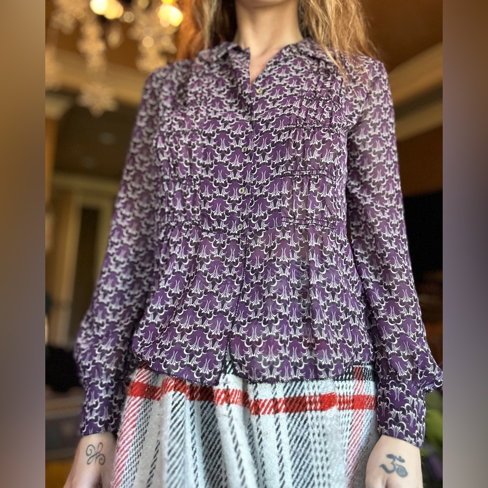 Purple Patterned Women's Top